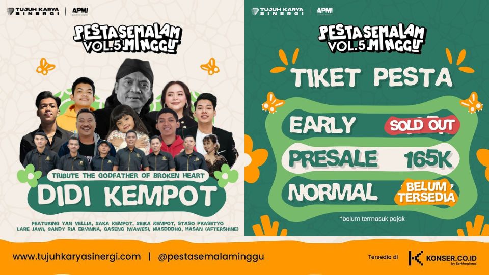 Pesta Semalam Minggu Vol.5: Tribute Didi Kempot Hadirkan Penampilan Yan Vellia, Saka Kempot, & NDX AKA (11/10/24).(Doc.Ist)